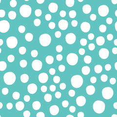 Fototapeta na wymiar Winter Snow Hand Drawn Dots Asymmetrical Seamless Pattern, Dotted Swiss