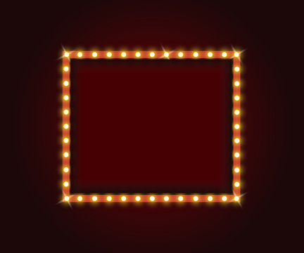 Retro marquee frames with light bulbs