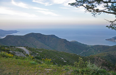 Mountain road and evening landscapes of Spain