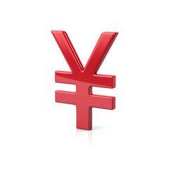 Red yen currency sign