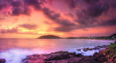 Tropical beach on sunset
