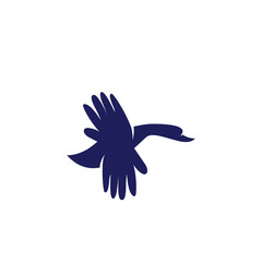 Duck With Hand Fly Logo Vector