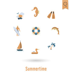 Summer and Beach Simple Flat Icons