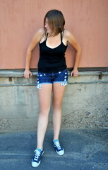 Sexy female beauty fashion model expressions outside.