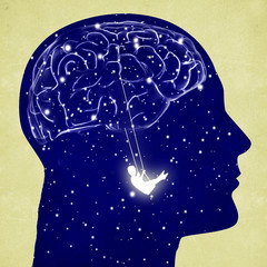 head silhouette with brain and swing