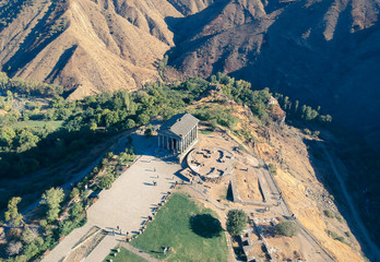 Famous Garni Temple Aerial Drone Shot, Armenia, Caucasus