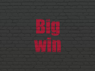 Finance concept: Painted red text Big Win on Black Brick wall background