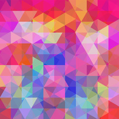 Geometric pattern, triangles vector background in pink, blue, orange tones. Illustration pattern