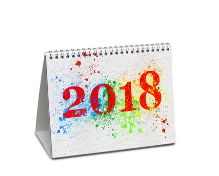 Happy new year 2018 desk calendar isolated