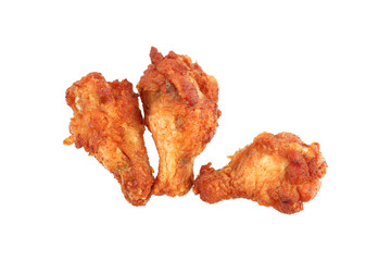 deep fried chicken thighs isolated on white