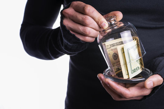 The young man handed money