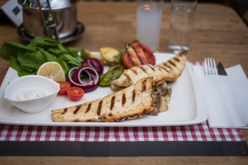 seafood plate on table restaurant