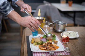seafood plate on table restaurant