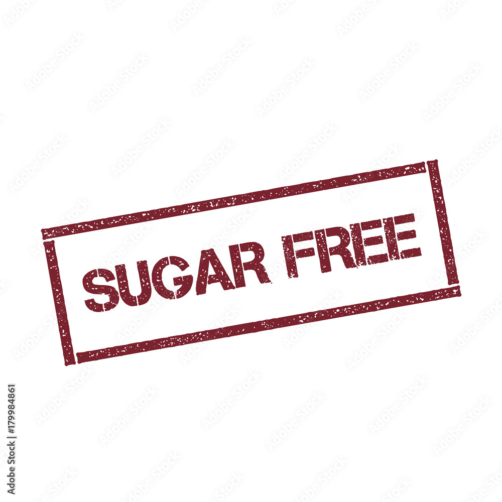 Poster sugar-free rectangular stamp. textured red seal with text isolated on white background, vector illus