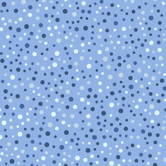 Colorful polka dots seamless pattern on bright 23 background. Comely classic colorful polka dots textile pattern. Seamless scattered confetti fall chaotic decor. Abstract vector illustration.