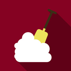Flat Icon with shadow snow and shovel