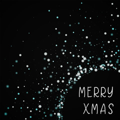 Merry Xmas greeting card. Beautiful falling snow background. Beautiful falling snow on black background. Amazing vector illustration.