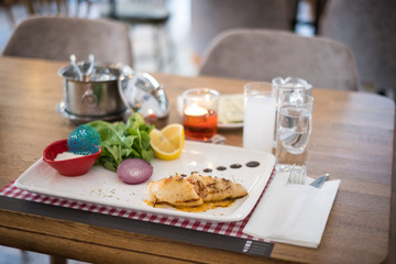 seafood plate on table restaurant