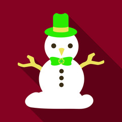 Flat Icon with shadow snowman