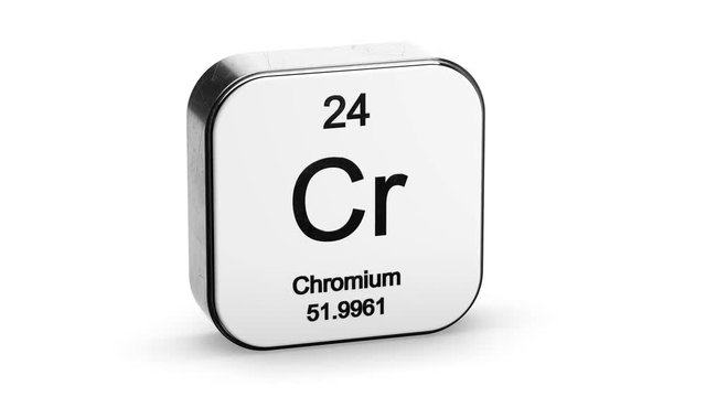Chromium element symbol from the periodic table on white metallic rounded square icon