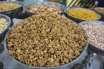 Nuts,  peas and spice at an Asian market, food market, Spice Bazaar