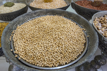 Nuts,  peas and spice at an Asian market, food market, Spice Bazaar