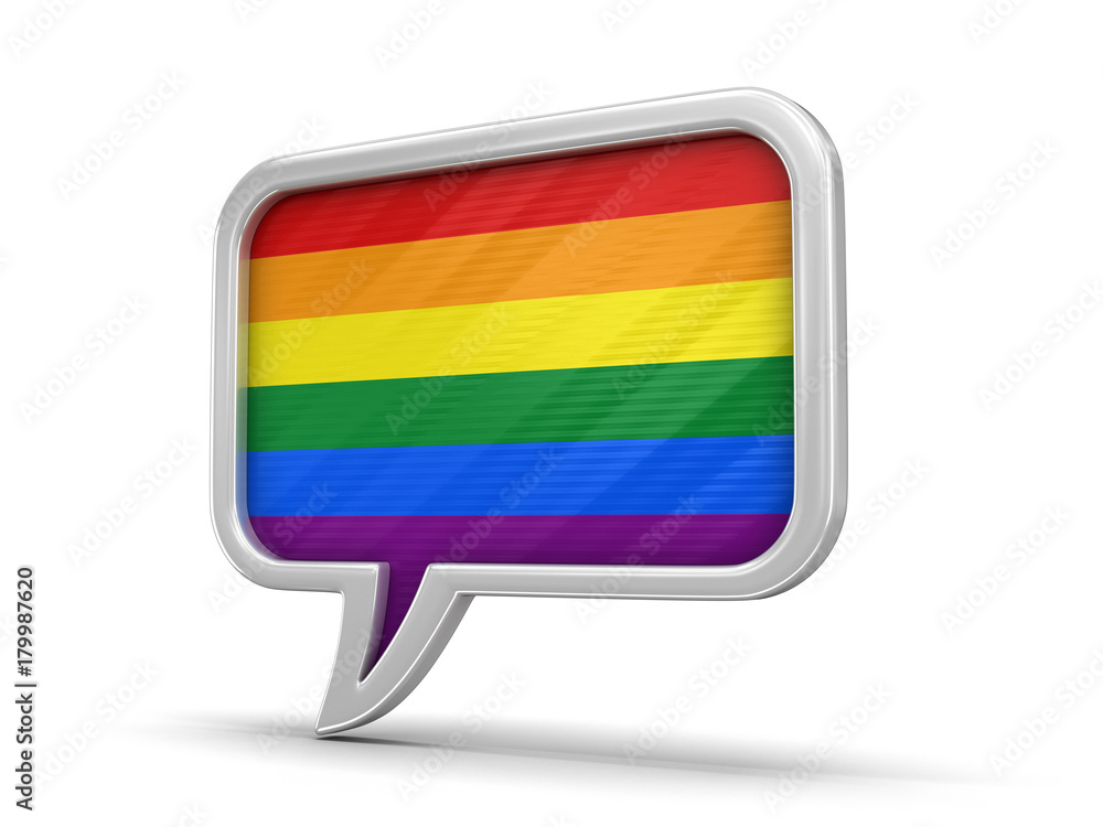 Poster speech bubble with lgbt flag. image with clipping path