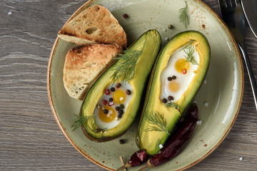 Eggs baked in avocado
