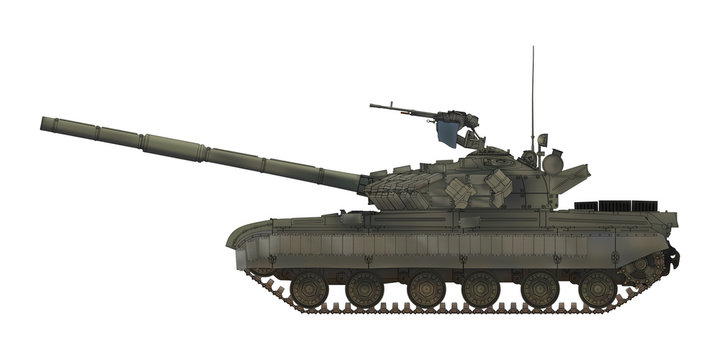 Donbass. Ukraine. June 2014. Tank T-64BV seen during the war in the Donbass with unusual reactive armor installation. Probably captured by separatist of Novorossiya NAF Army.