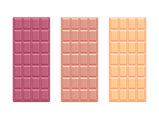 White and dark chocolate bars. Chocolate flat design. Vector illustration