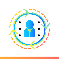 Flat icon User behavior prediction. Data science technology and machine learning process. Material design icon suitable for print, website and presentation