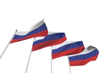 Fototapeta premium Russia flags in a row with a white background. 3D Rendering