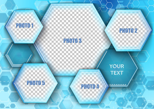 Template for photo collage in modern style. Frames for clipping masks is in the vector file