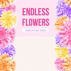 Vector chrysanthemum floral background. Aster flower vector illustration. Wedding background design. Floral frame.