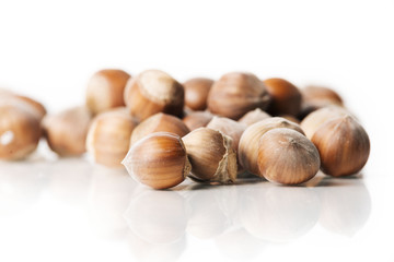 hazelnuts isolated on white