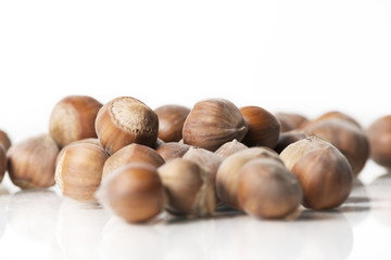 hazelnuts isolated on white
