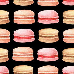 Watercolor macaroons pattern. Illustration for design, print or background