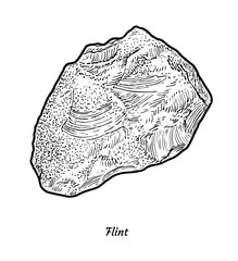 Flint illustration, drawing, engraving, ink, line art, vector