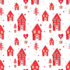 Nice watercolor christmas vector pattern