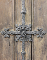 Detail of a wooden antique door