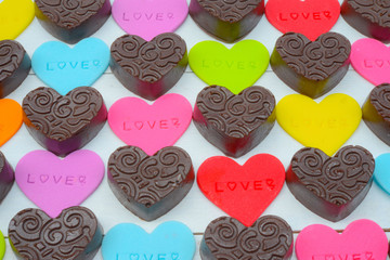 chocolate candies decorated for Valentine day
