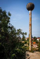 Old tower in an isolated area in a city