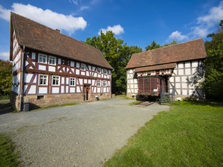 Nachgebildete Fachwerkhäuser im Freilichtmuseum Hessenpark, Neu Anspach, Hessen, Deutschland