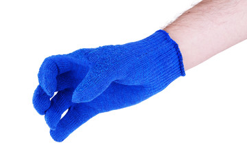 Strong worker hand glove finger pointing up