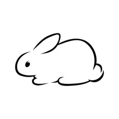 Cute rabbit silhouette on white