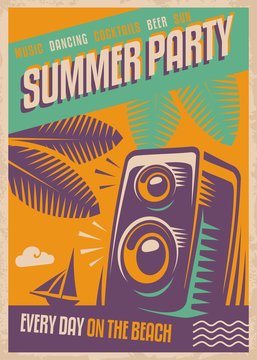 Summer party retro poster design
