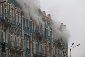 Fire in a historic city-center building.