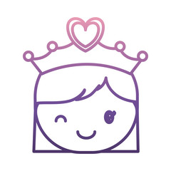 cartoon girl with tiara icon over white background vector illustration