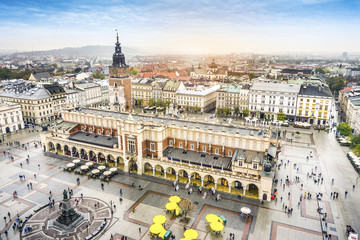 Fototapeta Cloth's Hall and Old City Hall Tower on Market Square, Krakow, Poland obraz