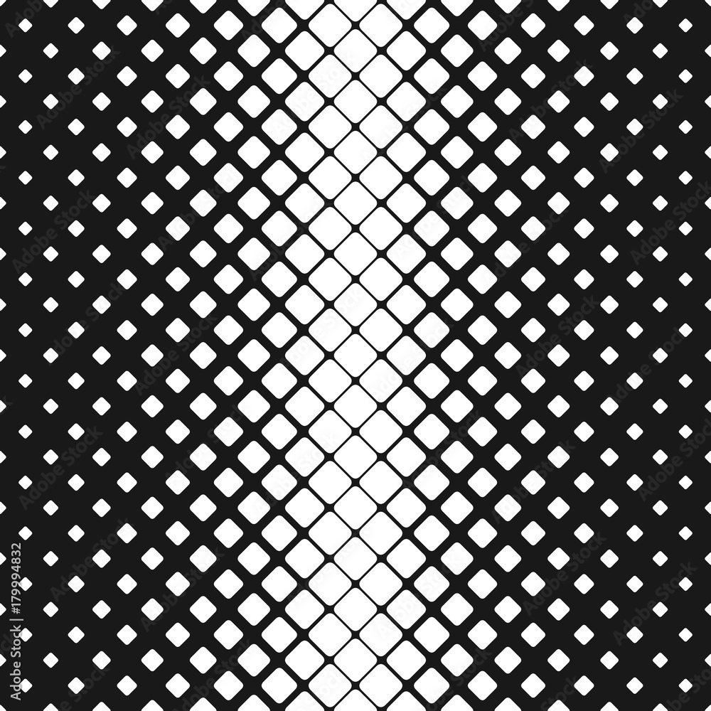 Poster geometric abstract black and white rounded square pattern background - vector design with diagonal s